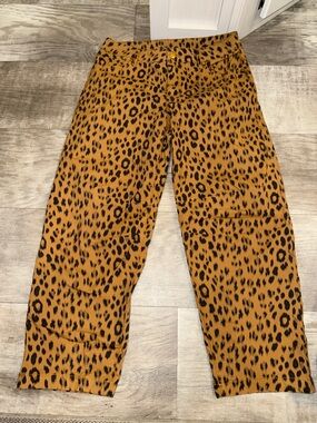 CAbi Tan and Black Animal Print Pants